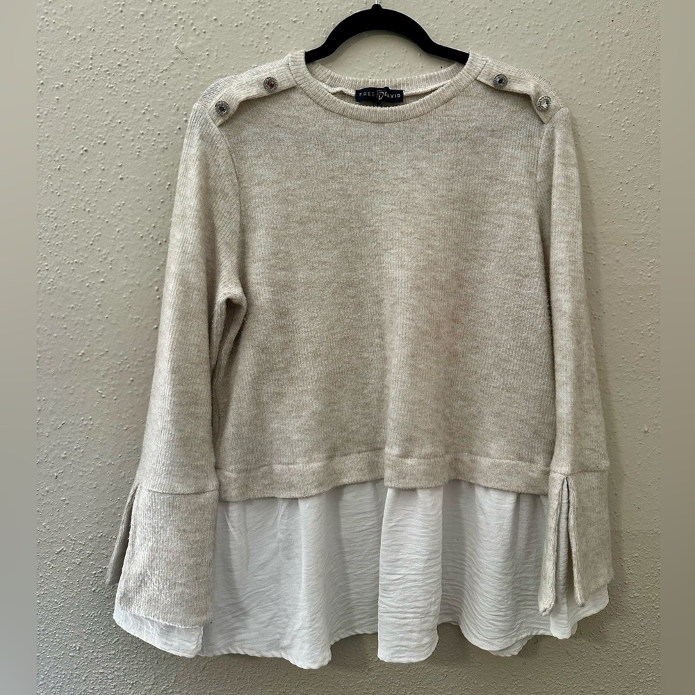 Beige and White Layered Sweater